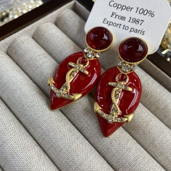 Vintage Red and Blue Enamel Anchor Stud Earrings – Runway Limited Edition Jewelry